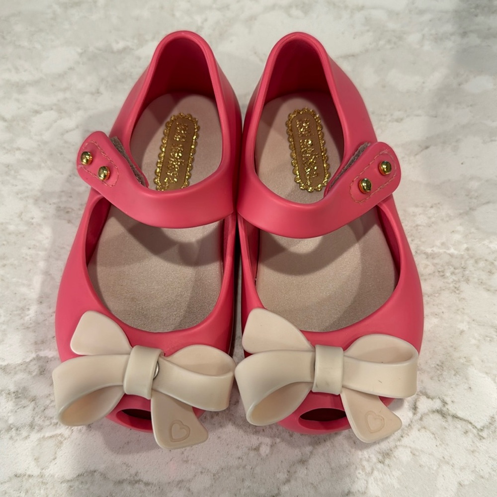 Mini Melissa Pink Bow Flats- USA Size 5